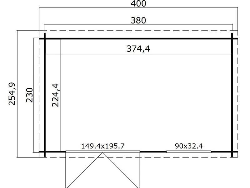 Outdoor Life Blokhut Timian Platinum Grey-Wit 380 x 230 cm - Afbeelding 2